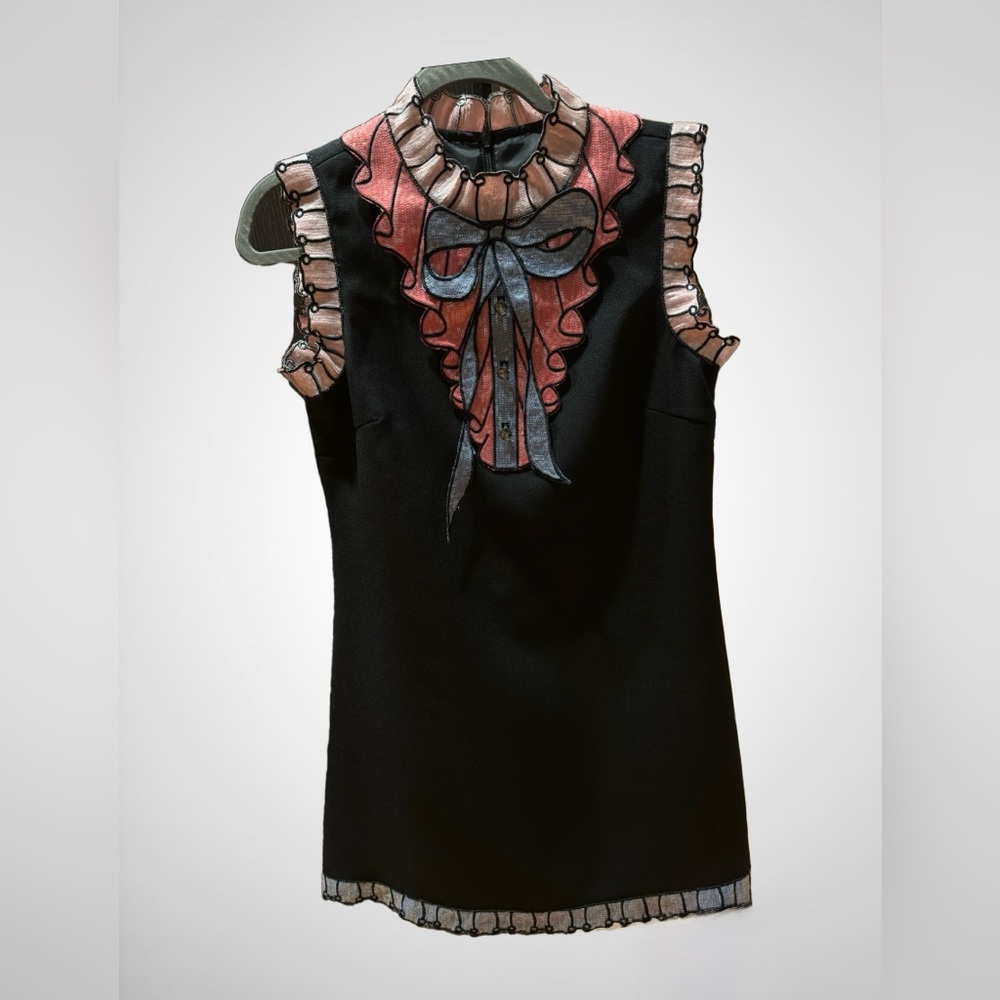 Chic Black Mini Dress with Pink and Gray Accents